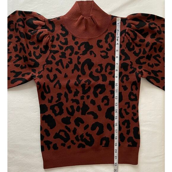 New 525 Leopard Mock Neck Pullover in Cinnamon Multi Women's Size M - Picture 12 of 12